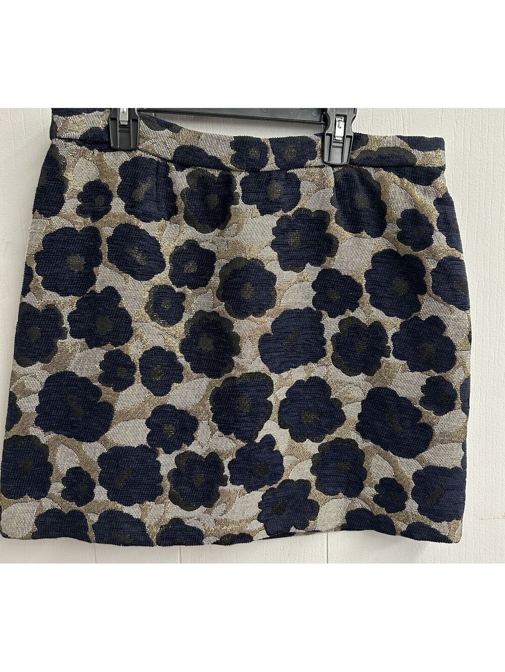 Sam Edelman Skirt. Back Zip. Lined. Navy Flowers With Sparkle. Size 10. EUC